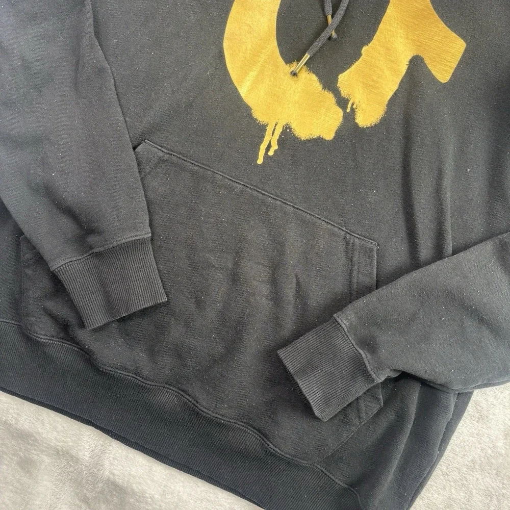 True Religion Black Gold‎ Pullover Fleece Long Sleeve Hoodie Men's Small